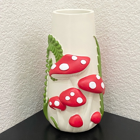 Adorable Ceramic 3D Red Mushroom 8-inch Vase - Picture 7 of 16